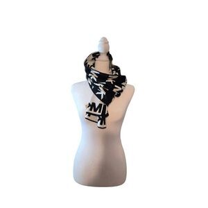 Michael Kors Women's Black/White MK Logo Reversible 65x10 Rectangle Scarf